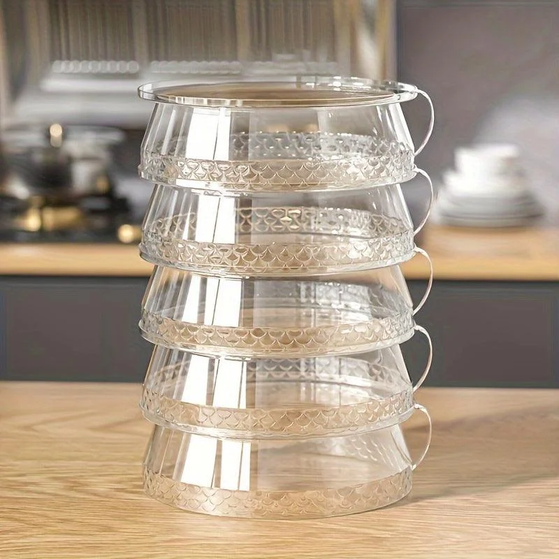 5pcs Stackable Food Cover, Transparent Dust-proof Serving Cover, Food Insulation Cover, Multi-functional Food Protection Cover -  - #tag1#