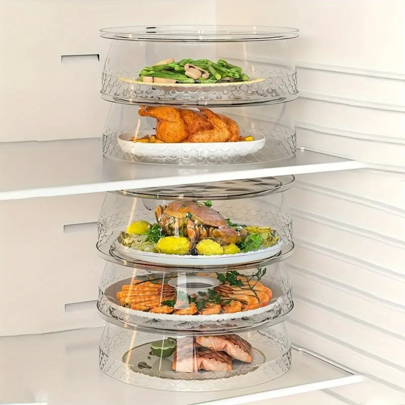 5pcs Stackable Food Cover Transparent Dust proof Serving Cover Food Insulation Cover Multi functional Food Protection Cover tag1