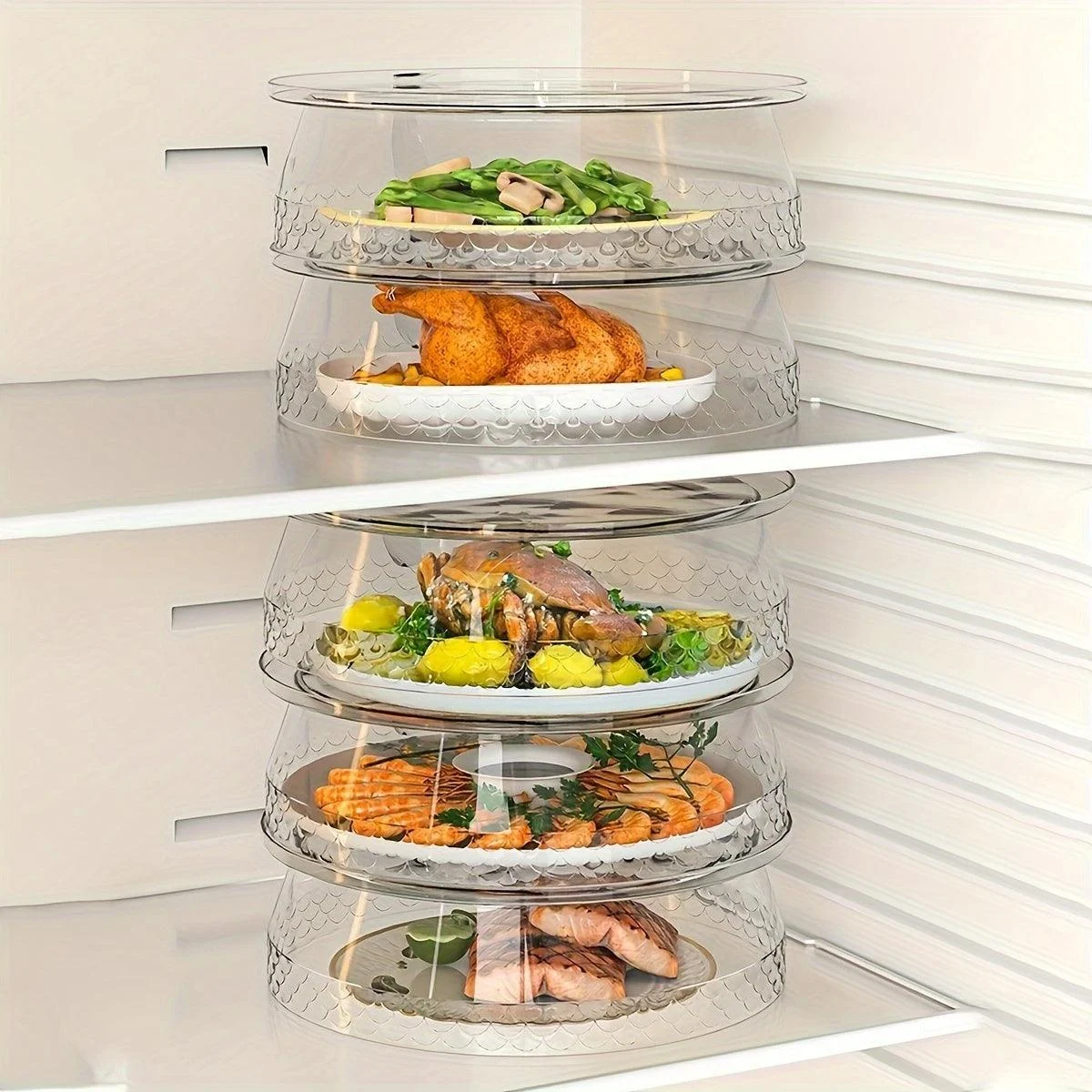 5pcs Stackable Food Cover, Transparent Dust-proof Serving Cover, Food Insulation Cover, Multi-functional Food Protection Cover -  - #tag1#
