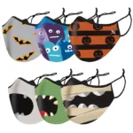 6 Pack Two Layer Reusable Halloween Kids Face Mask With Adjustable Earloop tag1
