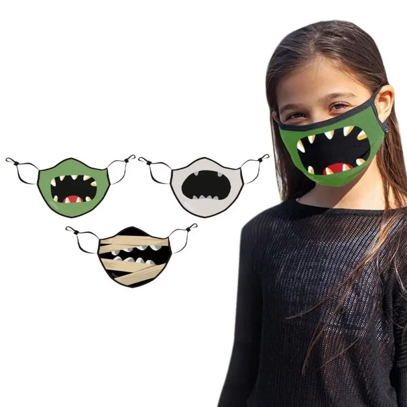 6 Pack Two Layer Reusable Halloween Kids Face Mask With Adjustable Earloop tag1