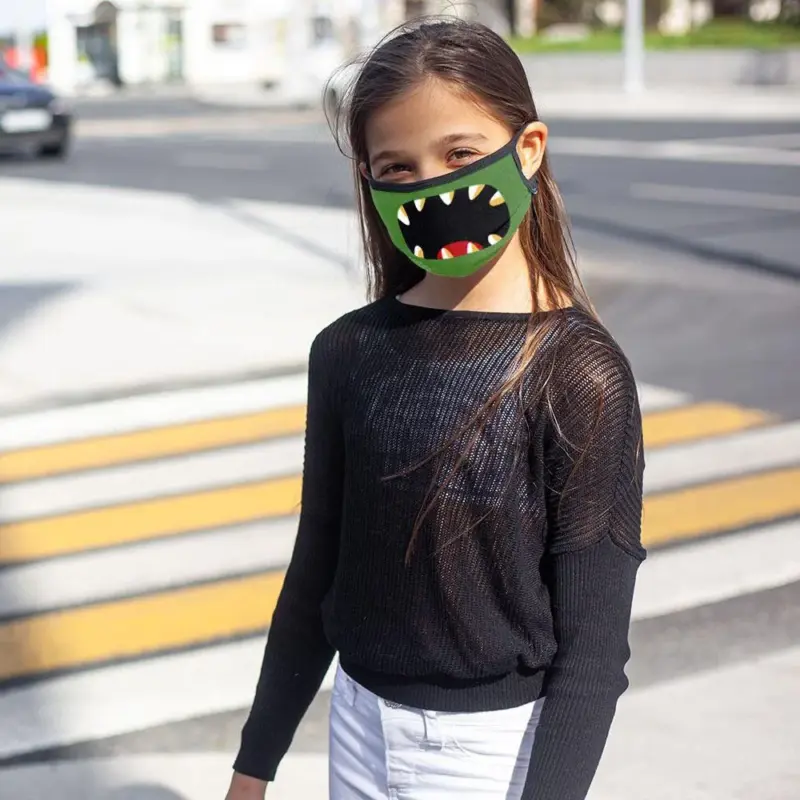 6 Pack Two Layer Reusable Halloween Kids Face Mask With Adjustable Earloop tag1
