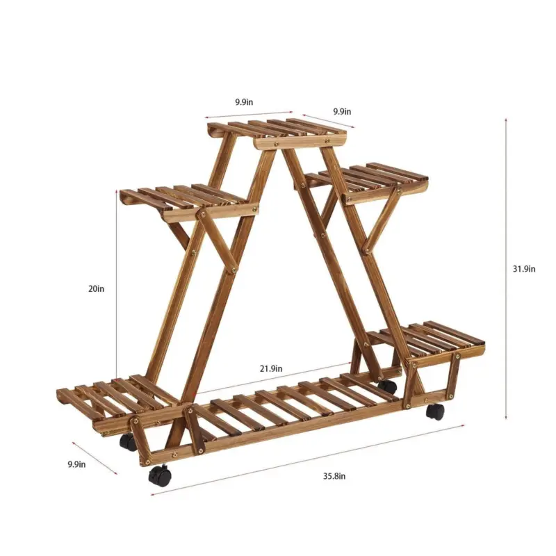 6 Tier Wooden Pyramid Shelf