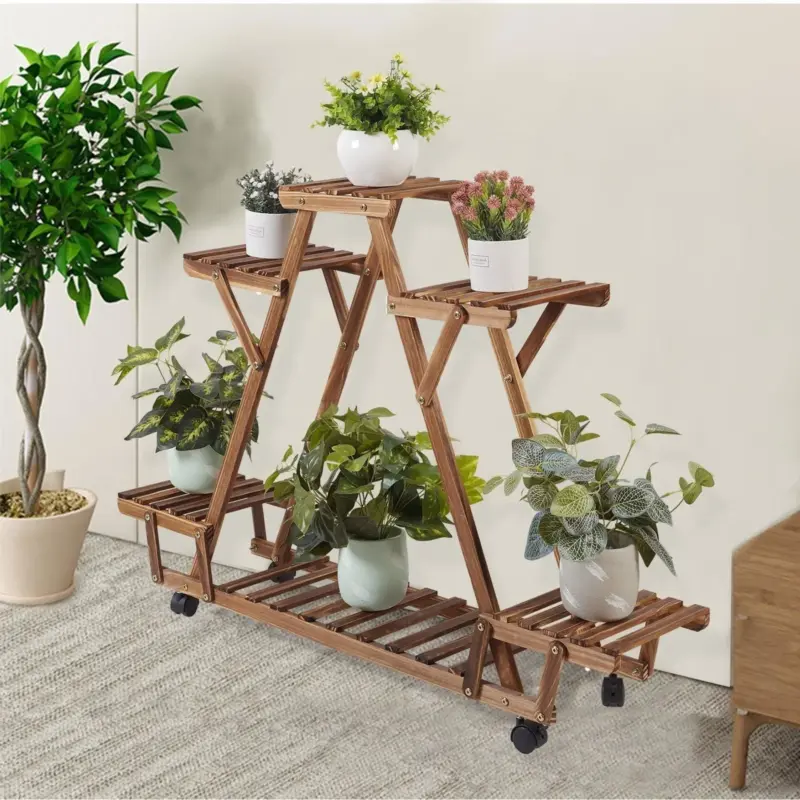 6 Tier Wooden Pyramid Shelf