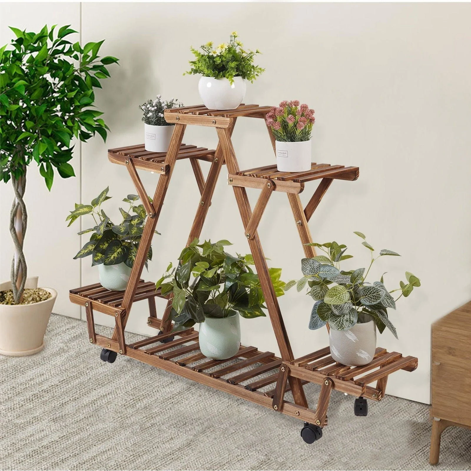 6-Tier Wooden Pyramid Shelf -