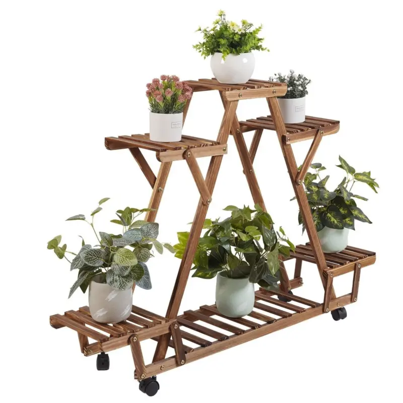 6 Tier Wooden Pyramid Shelf