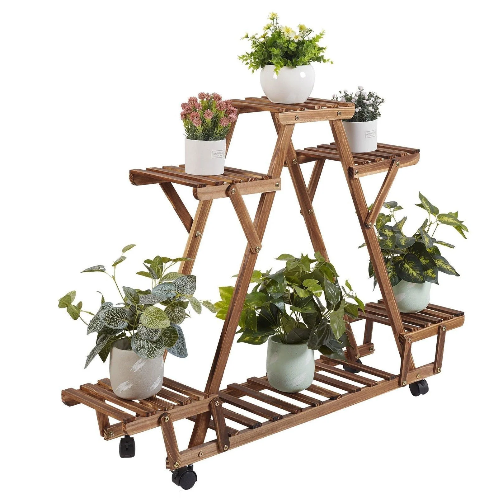 6-Tier Wooden Pyramid Shelf -