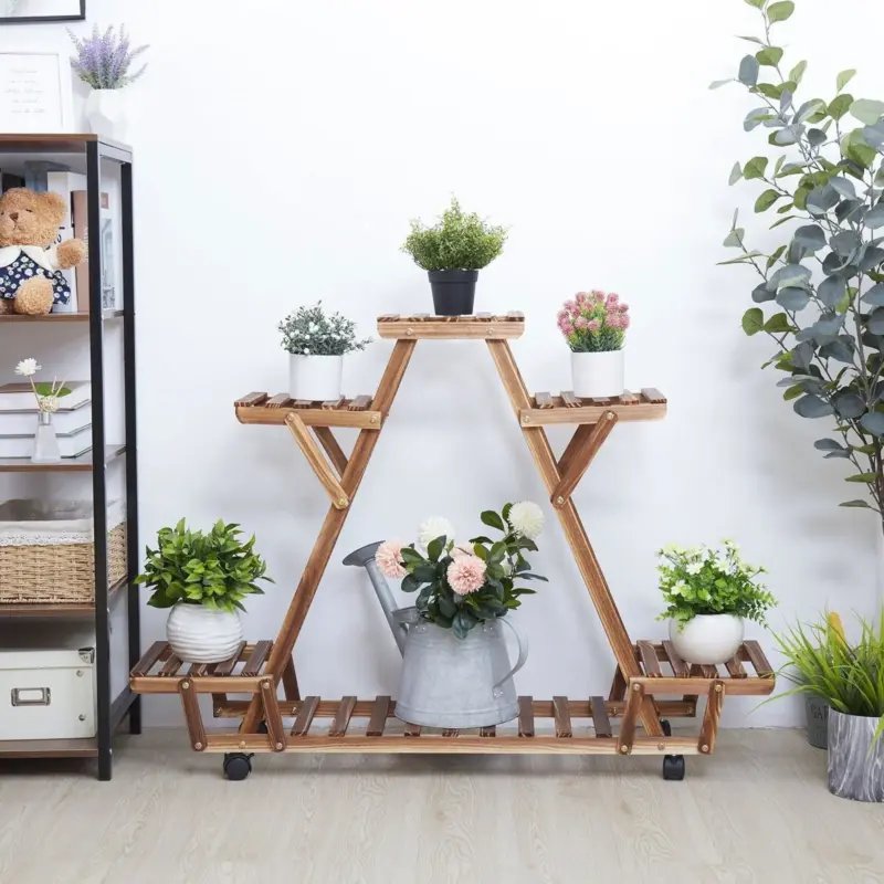 6 Tier Wooden Pyramid Shelf