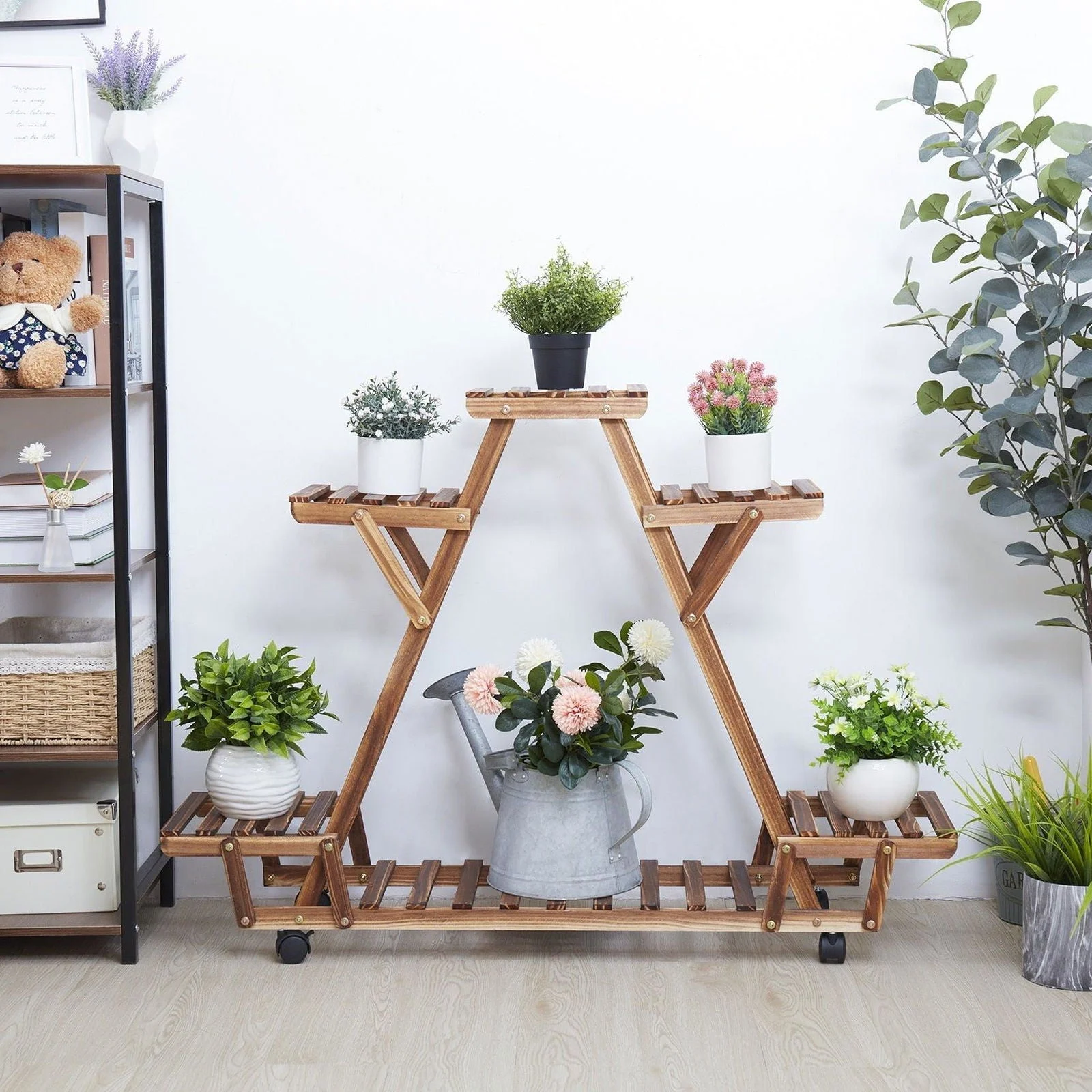 6-Tier Wooden Pyramid Shelf -