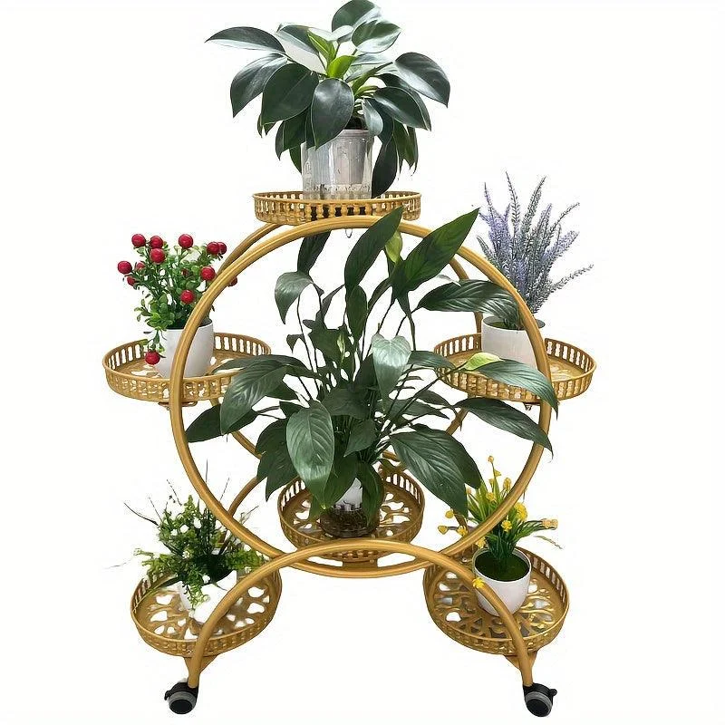 6-layer Flower Stand Can Be Assembled With Pulleys, Plant Stand Indoor Outdoor Hanging Plant Shelf -  - #tag1#