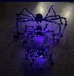 New Halloween Glowing Plush Light Up Spider Web Decoration