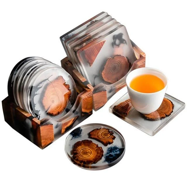 6pcs Set Resin Pine Coasters Heat Resistant Placemats Drink Mat Tea Coffee Cup Pad Waterproof Non 06bf9df0 A5ec 4f04 B5ae 012cc189730b