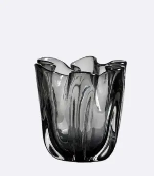 Hand-Blown Glass Vase Floral Black Hue