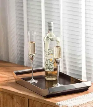Modern Walnut Tray 304 Stainless Steel Rectangular