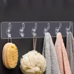 6 Hooks Multifunctional Self Adhesive Hooks No Drill Wall Transparent Hanger tag1