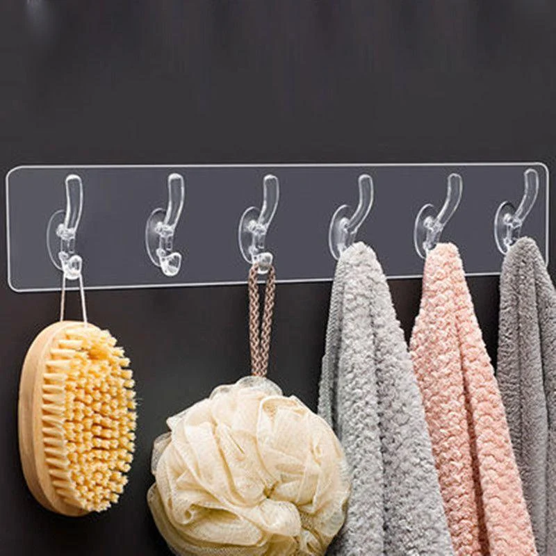 6 Hooks Multifunctional Self Adhesive Hooks No Drill Wall Transparent Hanger -  - #tag1#