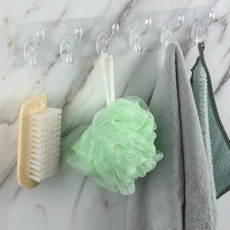 6 Hooks Multifunctional Self Adhesive Hooks No Drill Wall Transparent Hanger -  - #tag1#