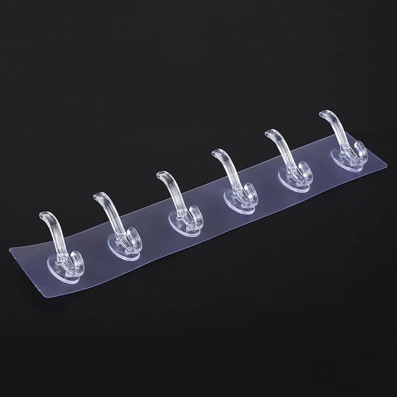 6 Hooks Multifunctional Self Adhesive Hooks No Drill Wall Transparent Hanger -  - #tag1#
