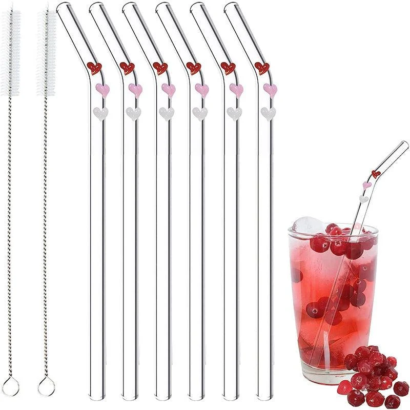 6 PCS Reusable Stained Glass Straws with Cleaning Brush -  - #tag1#
