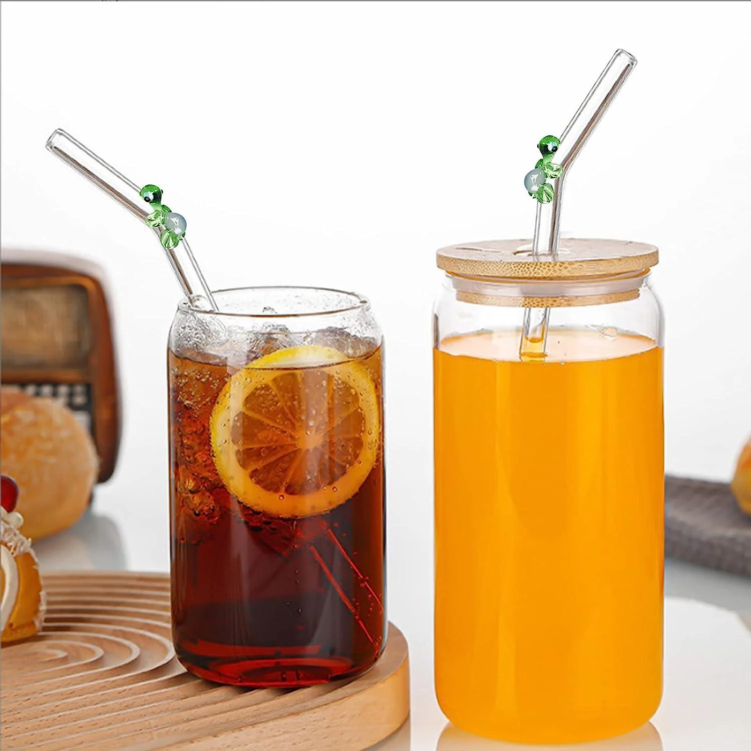 6 PCS Reusable Stained Glass Straws with Cleaning Brush -  - #tag1#