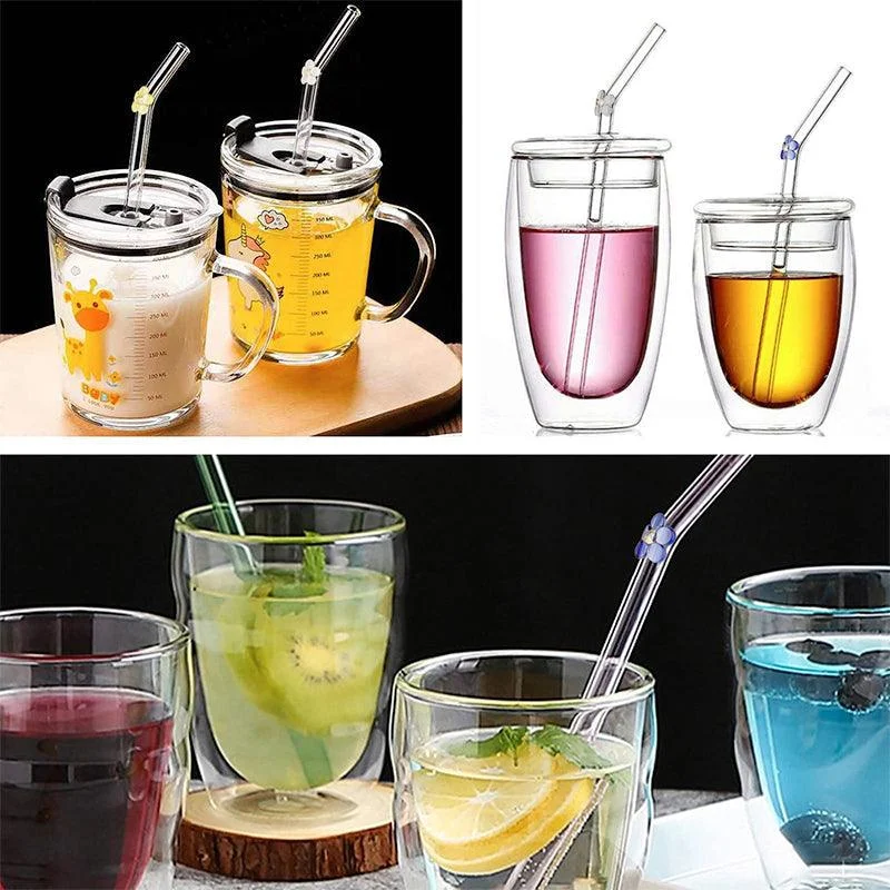 6 PCS Reusable Stained Glass Straws with Cleaning Brush -  - #tag1#