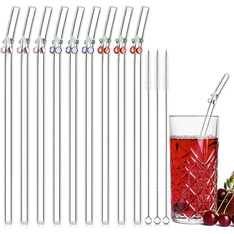 6 PCS Reusable Stained Glass Straws with Cleaning Brush -  - #tag1#