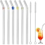 6 PCS Reusable Stained Glass Straws with Cleaning Brush tag1