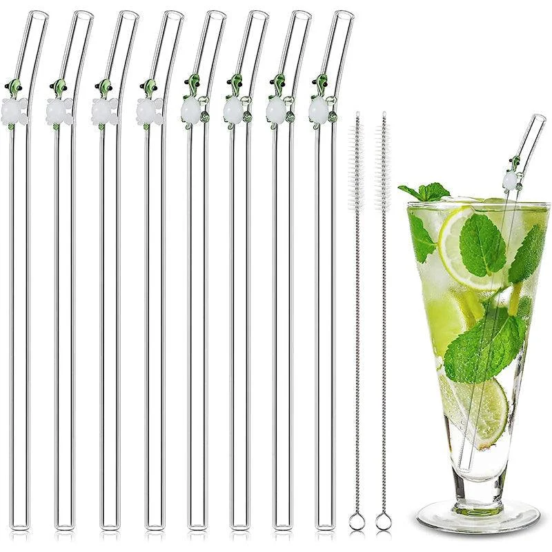 6 PCS Reusable Stained Glass Straws with Cleaning Brush -  - #tag1#