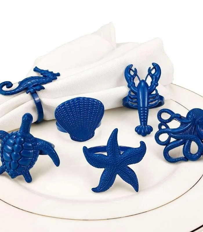 6 Pcs Set Coastal Napkin Rings, Coastal Napkin Rings, Napkin Rings -  - #tag1#