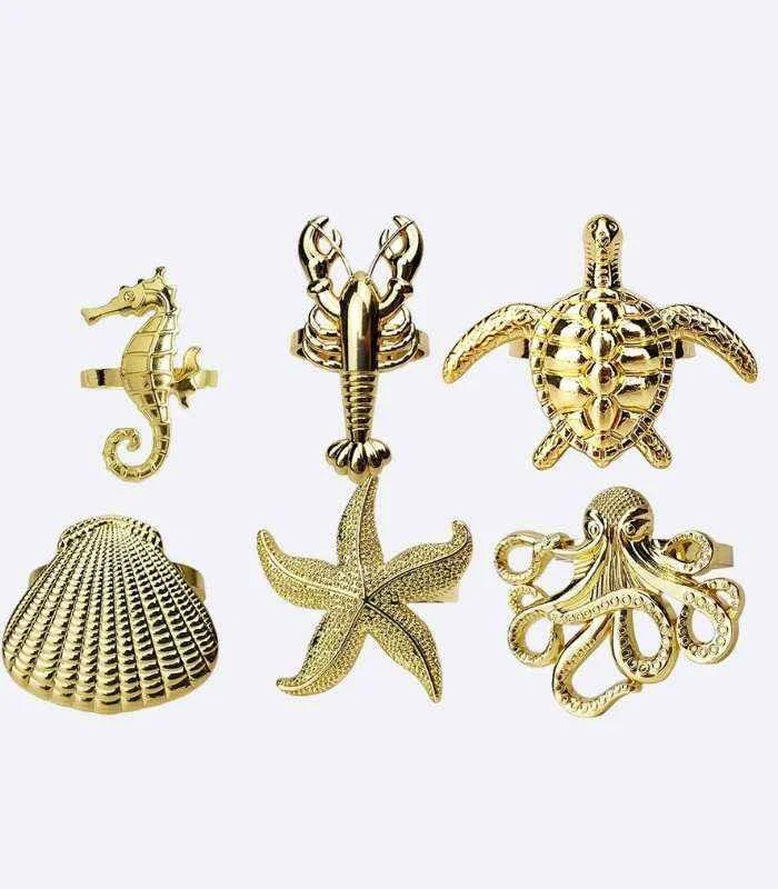 6 Pcs Set Coastal Napkin Rings, Coastal Napkin Rings, Napkin Rings -  - #tag1#