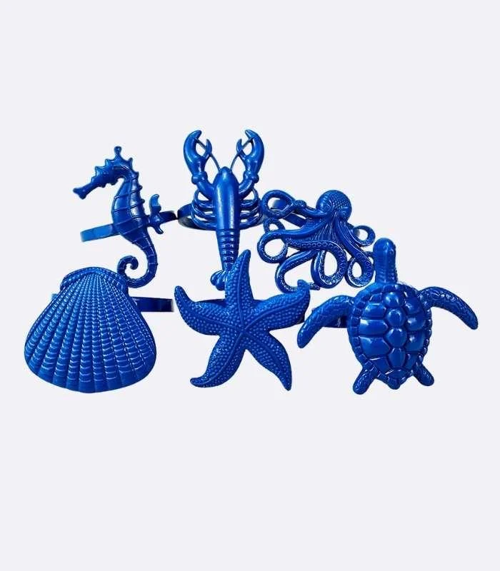 6 Pcs Set Coastal Napkin Rings, Coastal Napkin Rings, Napkin Rings -  - #tag1#