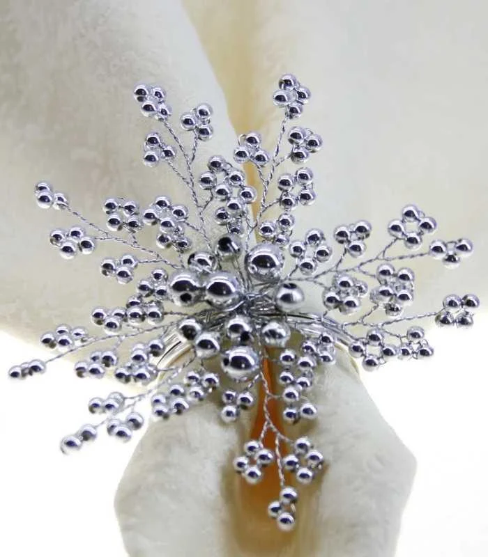 6 Pcs Set Pearl Napkin Rings Beaded 5.5 cm, Napkin Rings -  - #tag1#