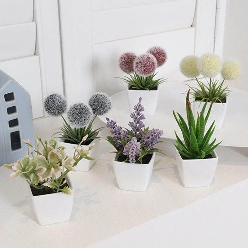 6 Pots of Mini Artificial Plant -