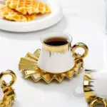 6 Sets Coffee Cups And Saucers With Golden Trim And Gift Box Vintage Tea Cups Set tag1
