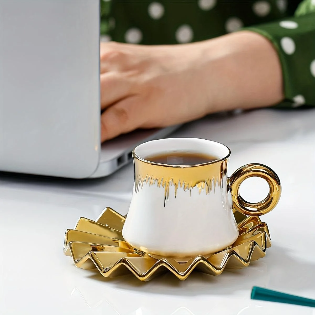 6 Sets, Coffee Cups And Saucers With Golden Trim And Gift Box, Vintage Tea Cups Set -  - #tag1#