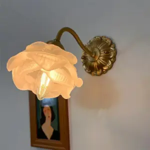 Homeko Flower Petal Glass Wall Lamp Copper Wall Light