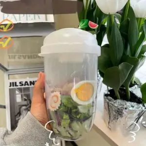 6pcs, Portable Salad Cup with Fork and Lid - Healthy Salad Container