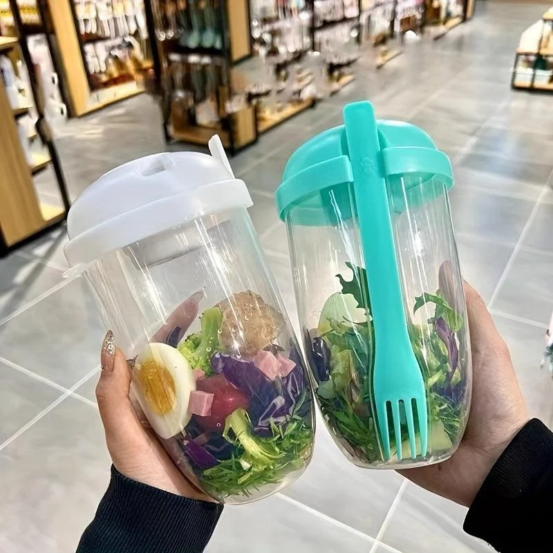 6pcs, Portable Salad Cup with Fork and Lid - Healthy Salad Container -  - #tag1#