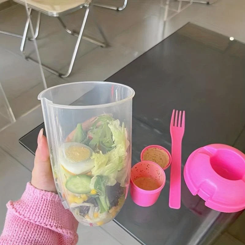6pcs, Portable Salad Cup with Fork and Lid - Healthy Salad Container -  - #tag1#