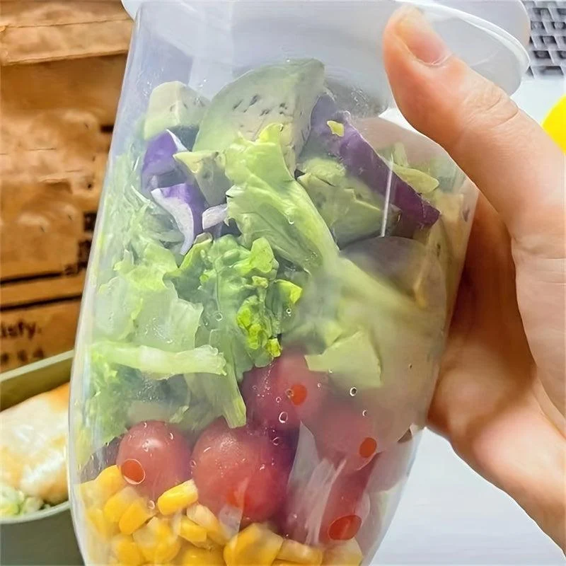 6pcs, Portable Salad Cup with Fork and Lid - Healthy Salad Container -  - #tag1#