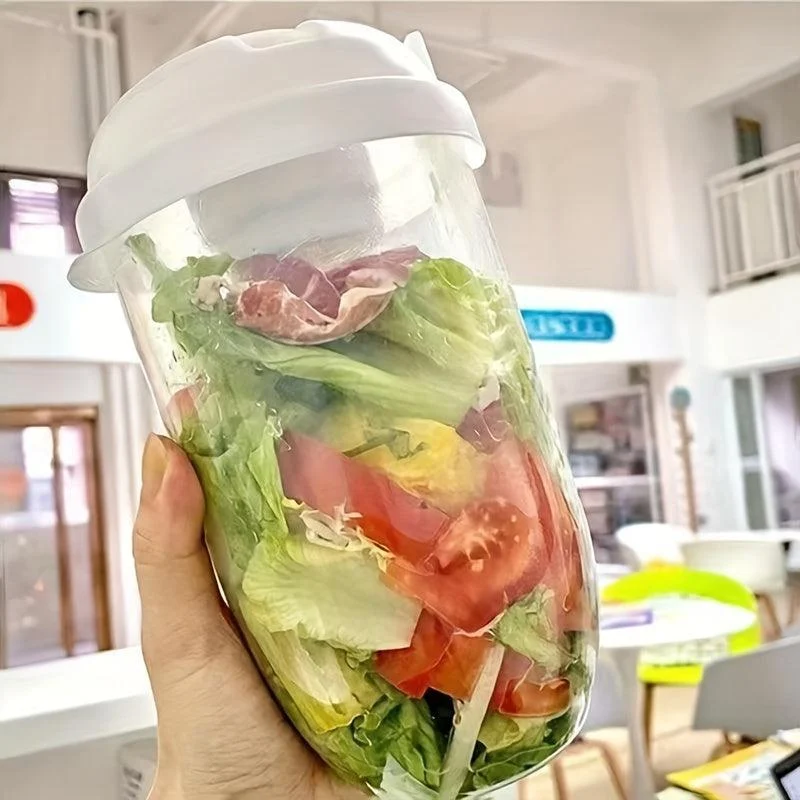 6pcs, Portable Salad Cup with Fork and Lid - Healthy Salad Container -  - #tag1#