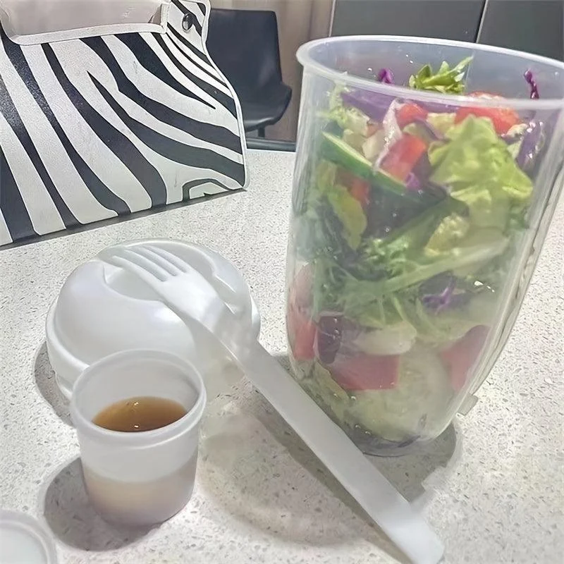 6pcs, Portable Salad Cup with Fork and Lid - Healthy Salad Container -  - #tag1#