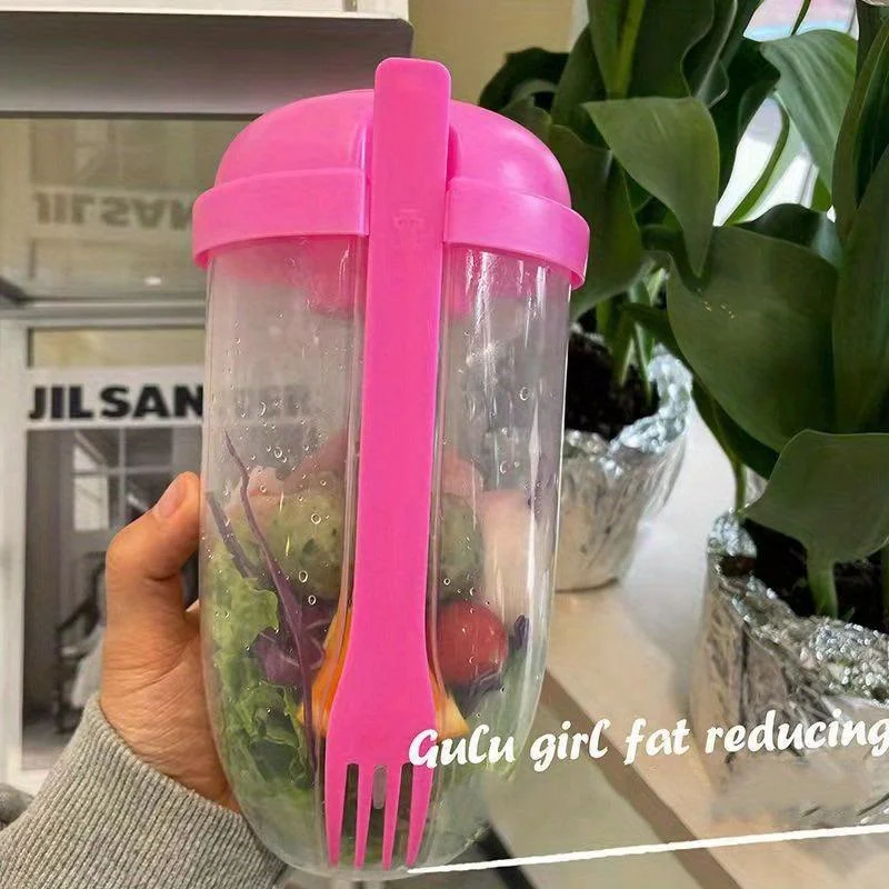 6pcs, Portable Salad Cup with Fork and Lid - Healthy Salad Container -  - #tag1#