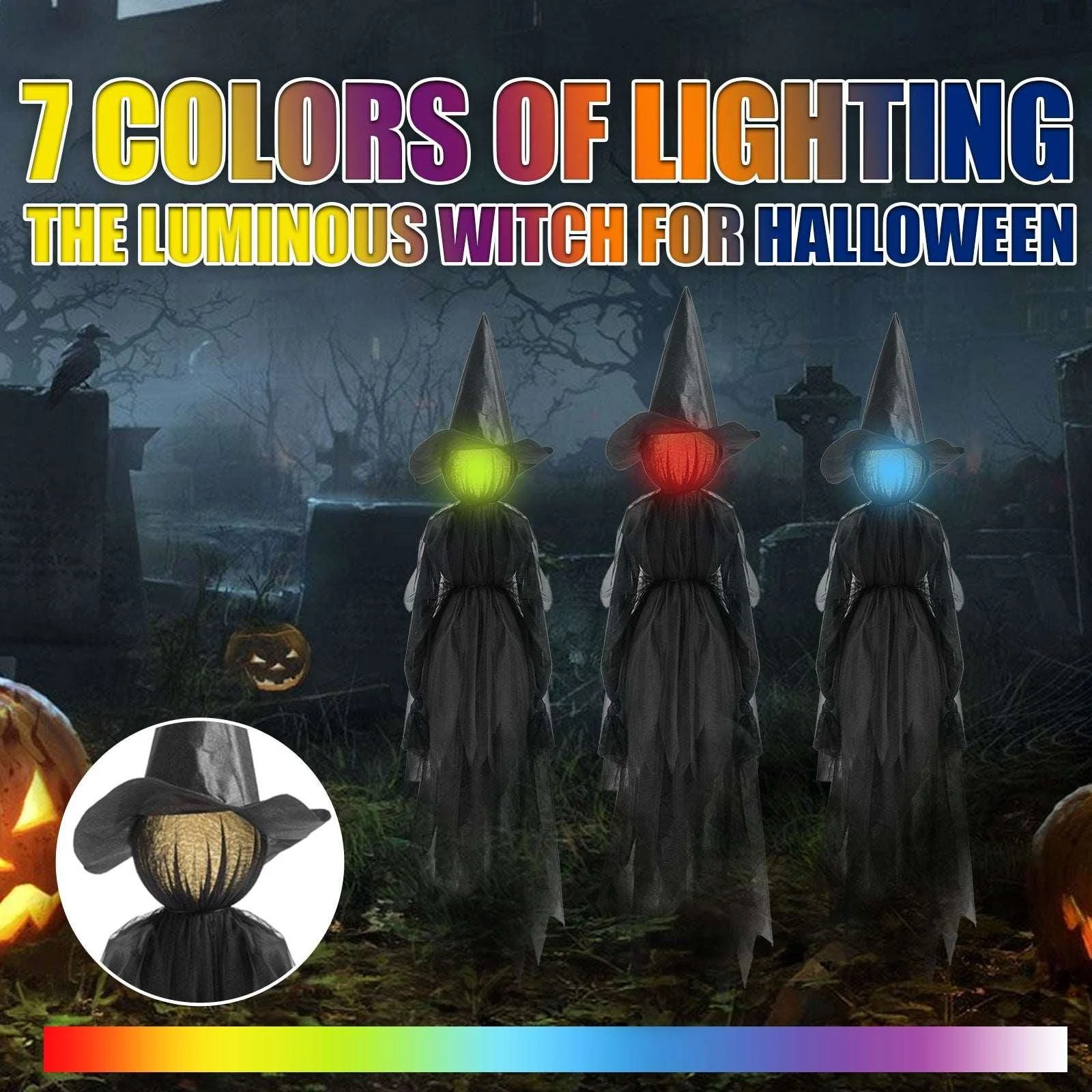7-color Lighting Scene Props Garden Halloween Decoration -  - #tag1#