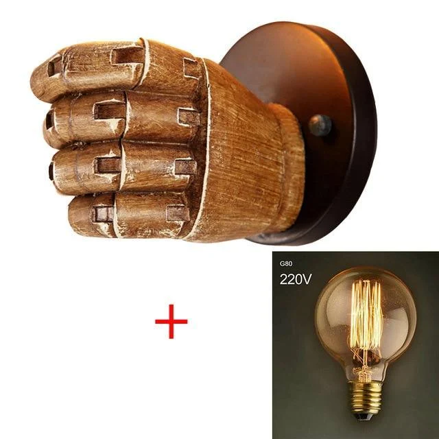7.5X11cm Creative Wooden Fist Wall Lamp -  - #tag1#