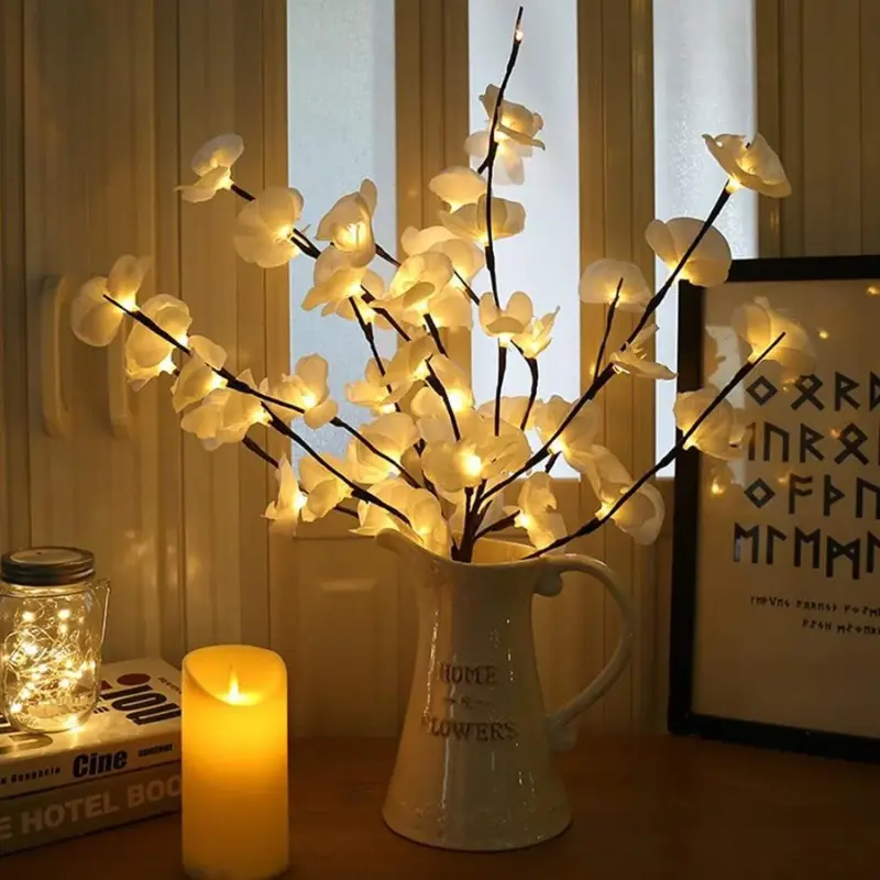 73cm LED Simulation Orchid Branch Lights 20 Bulbs Christmas Vase Filler Floral Light Holiday Garden Party