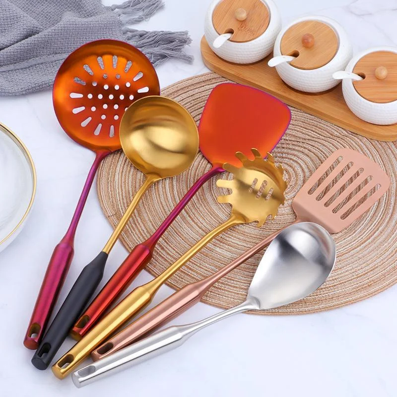 7pcs Set Stainless Steel Rainbow Kitchen Utensils With Holder Cooking Tools Set Turner Ladle Spoon For 94a7134c 96b9 4b84 851a 4901c6b1b8e4