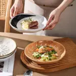 7SR1Unique Hand Painted Pottery Sun Moon Constellation Deep Plates Vintage Handmade Ceramic Dinner Serving Dishes Kitchen