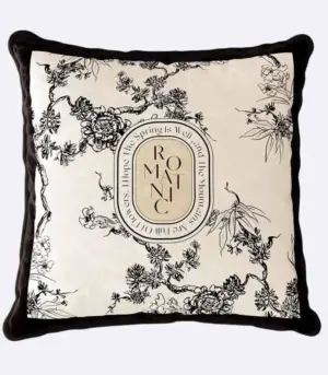 Romantic Cushion Cover Black & White Velvet