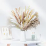 80Pcs Natural Dried Flowers Pampas Grass Bouquet Boho Home Decor tag1